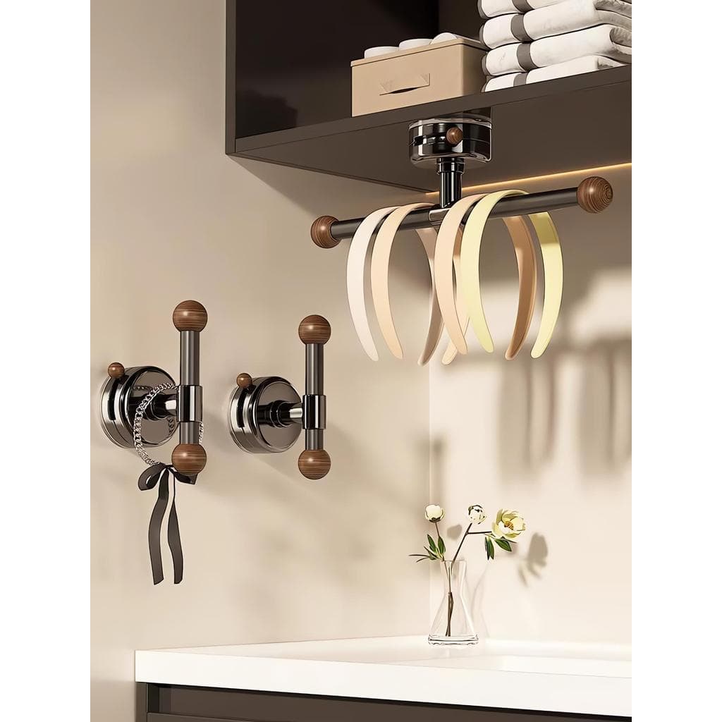 Ventosa de banheiro estilo japonês, Rack de armazenamento, anel de cabelo, acessórios de cabelo, faixa de cabelo, gancho