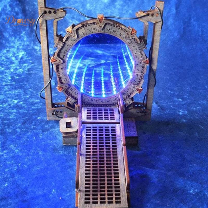 Drowsy Stargate Bookends Ornamentos Candeeiros De Mesa Presentes LED Iluminado Portal Em Dois Sentidos Galáxia Porta Dec