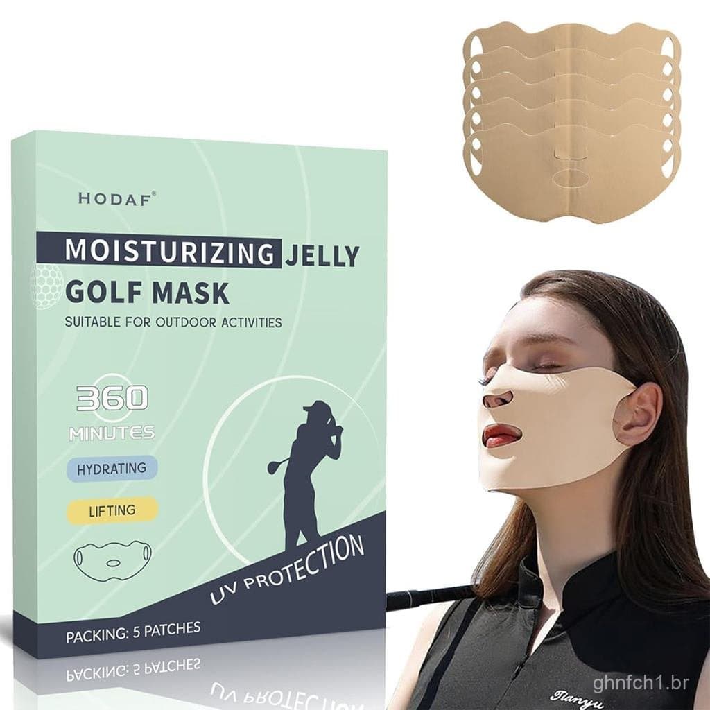 Patches Protetores Solares para Golfe Aprovados pela FDA, Pacote com 5, Máscara Facial com Proteção UV e Ingredientes pa