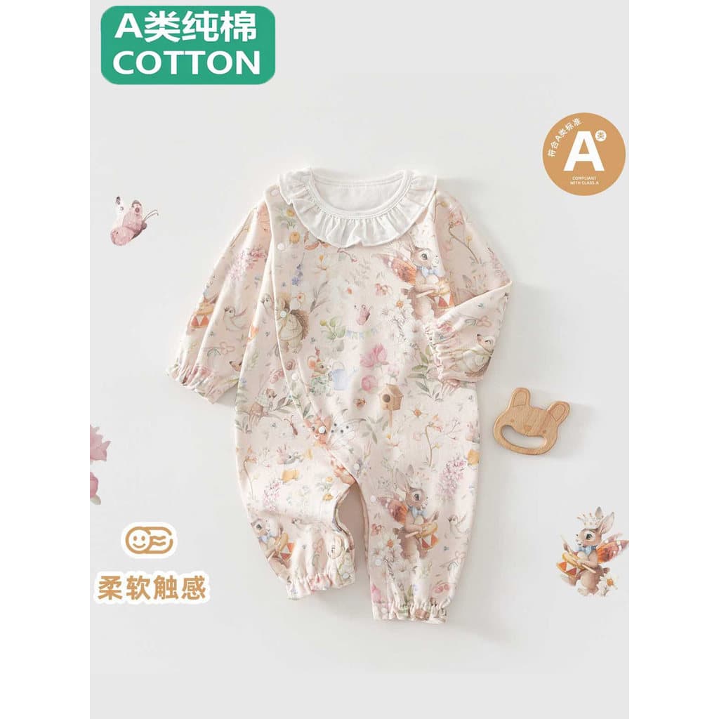 Todo o algodão novo estilo bebê macacão primavera outono mês cheio roupas de bebê puro algodão macacão macacão bebê clas