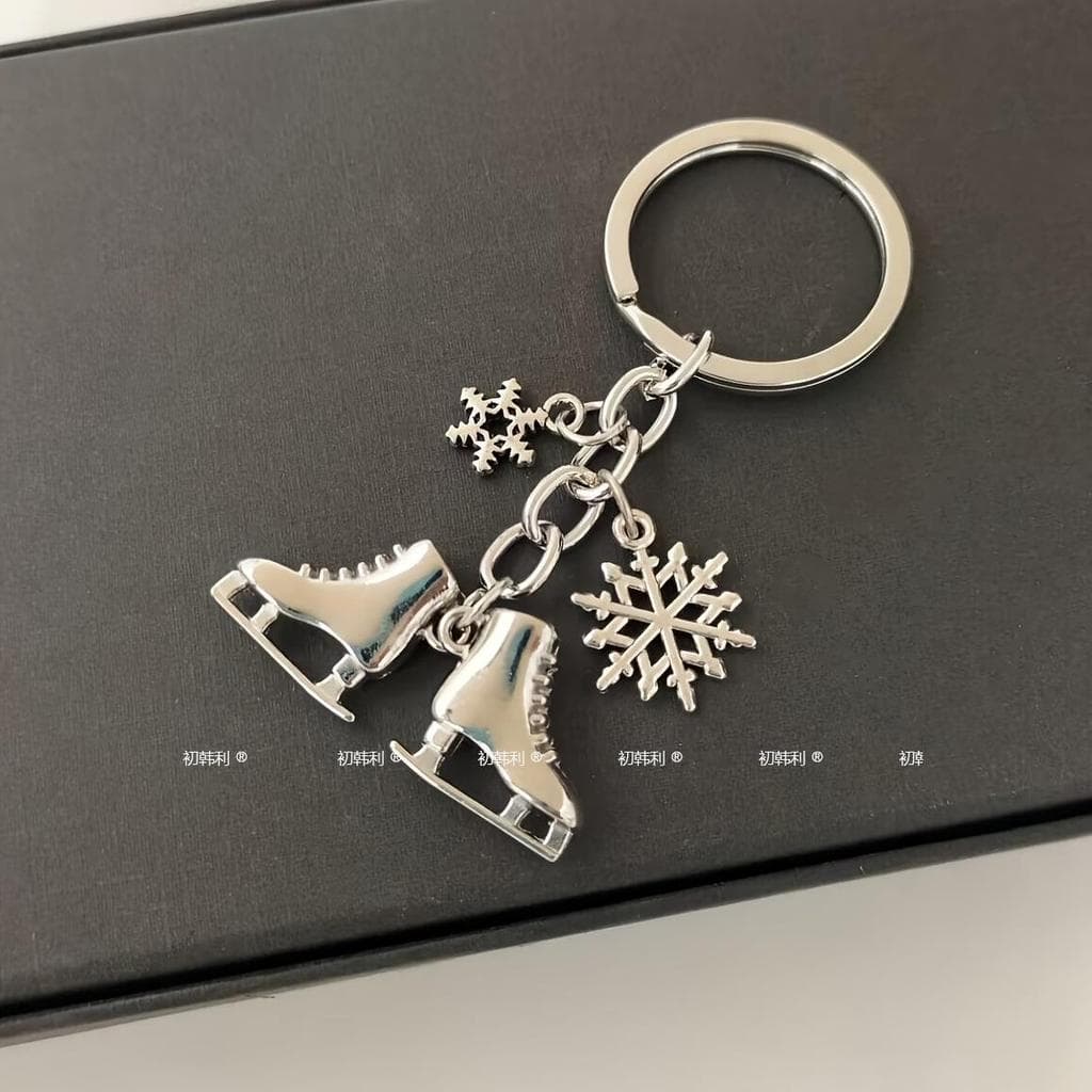 Padrão patins chaveiro patins floco de neve chaveiro jóias presente pingente esportes de inverno patins faca