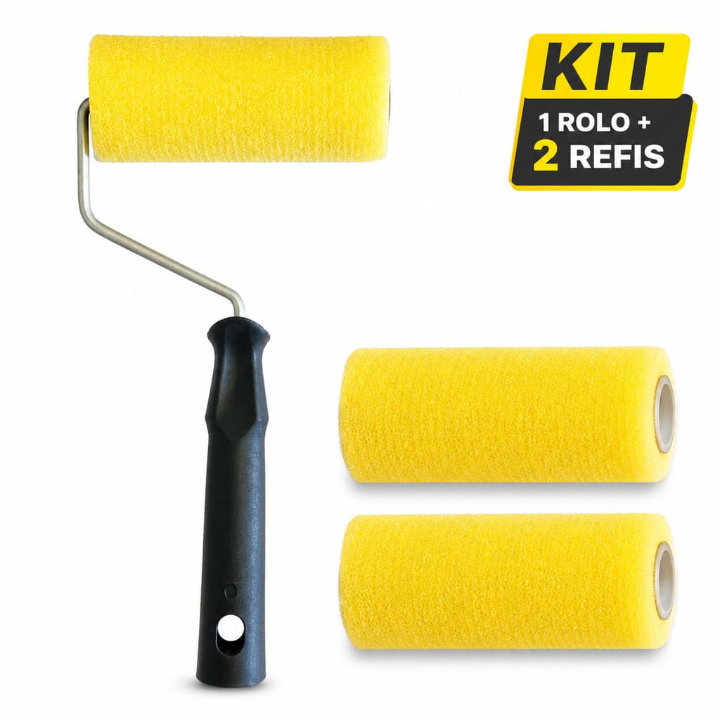 Kit Rolo de Pintura 10cm + 2 Refis de Espuma para Pintura.