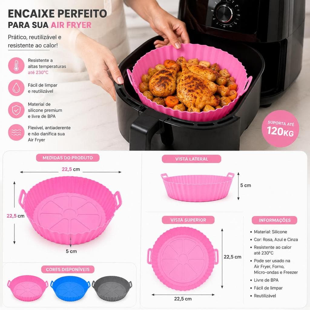 CONJUNTO DE FORMAS SILICONE 6 PEÇAS AIRFRYER