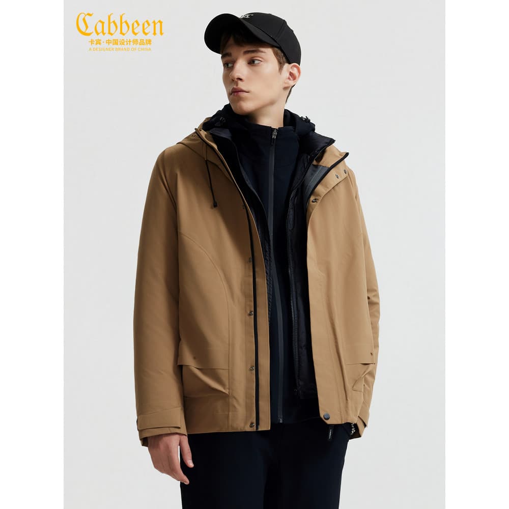 [Mesmo estilo no Shopping] Carbin Jaqueta masculina de inverno solta espessada à prova de vento forro destacável terno d
