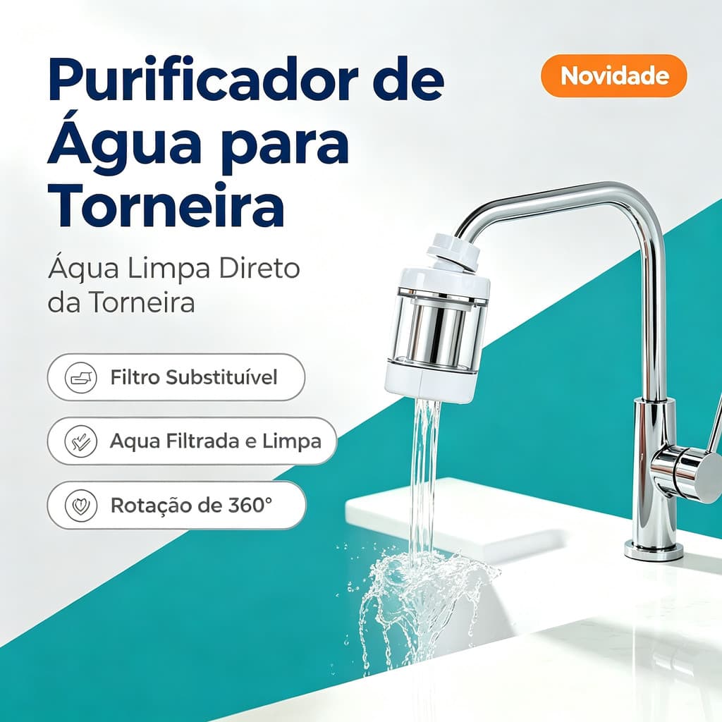 Purificador de Água para Torneira 360° Giratório Filtro Lavável Econômico Universal Água Limpa Cozinha Banheiro