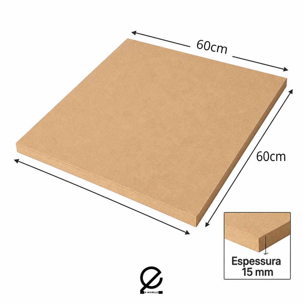 Chapa Madeira Prateleira MDF Crú 15mm 60x60cm