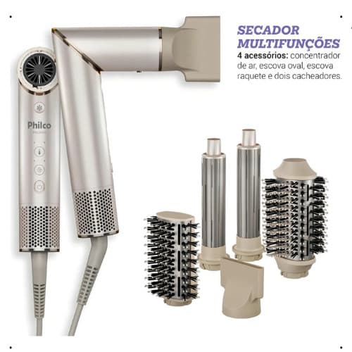 Secador De Cabelos 4 Em 1 dobrável motor bldc Bege 220v
