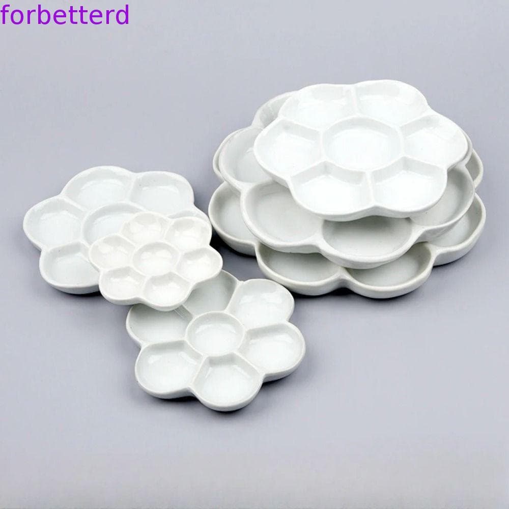 Bandeja De Paleta De Pintura , Porcelana Branca De Cerâmica , Placa De Flor De Ameixa Em Forma Portátil De 6/7 Grades