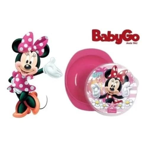 Prato Infantil Refeiçâo Com Ventosa e tampa Alimentar Para Bebê Infantil Personagem Minnie Original sz