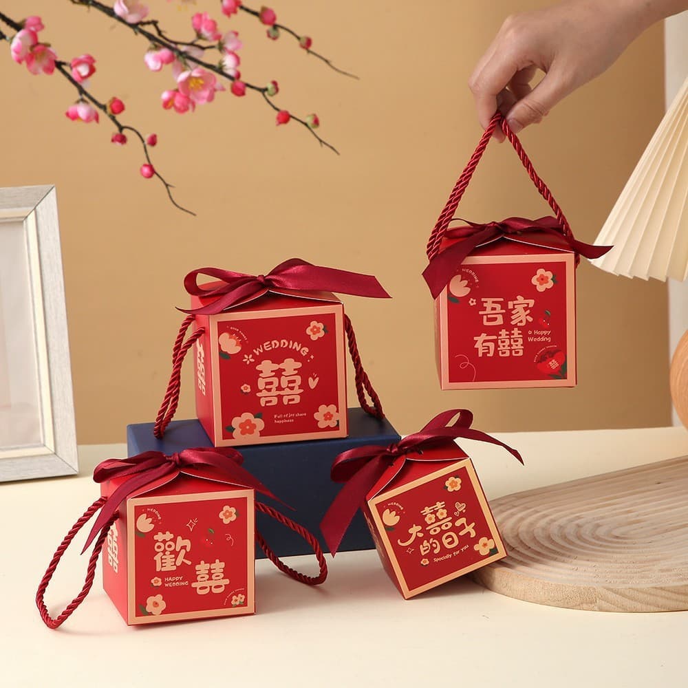 Caixa de doces de casamento estilo chinês, estilo chinês, retorno vermelho, mesa de presente, doces, lembrança de casame