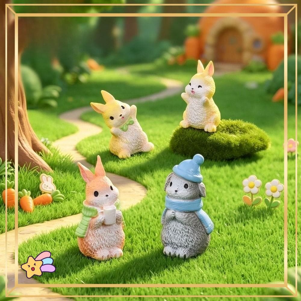 PETS1 Micro Ornamento De Paisagem , Modelo De Figura De Coelho De Design , Estatueta De Animal Artesanal De Desenho Anim