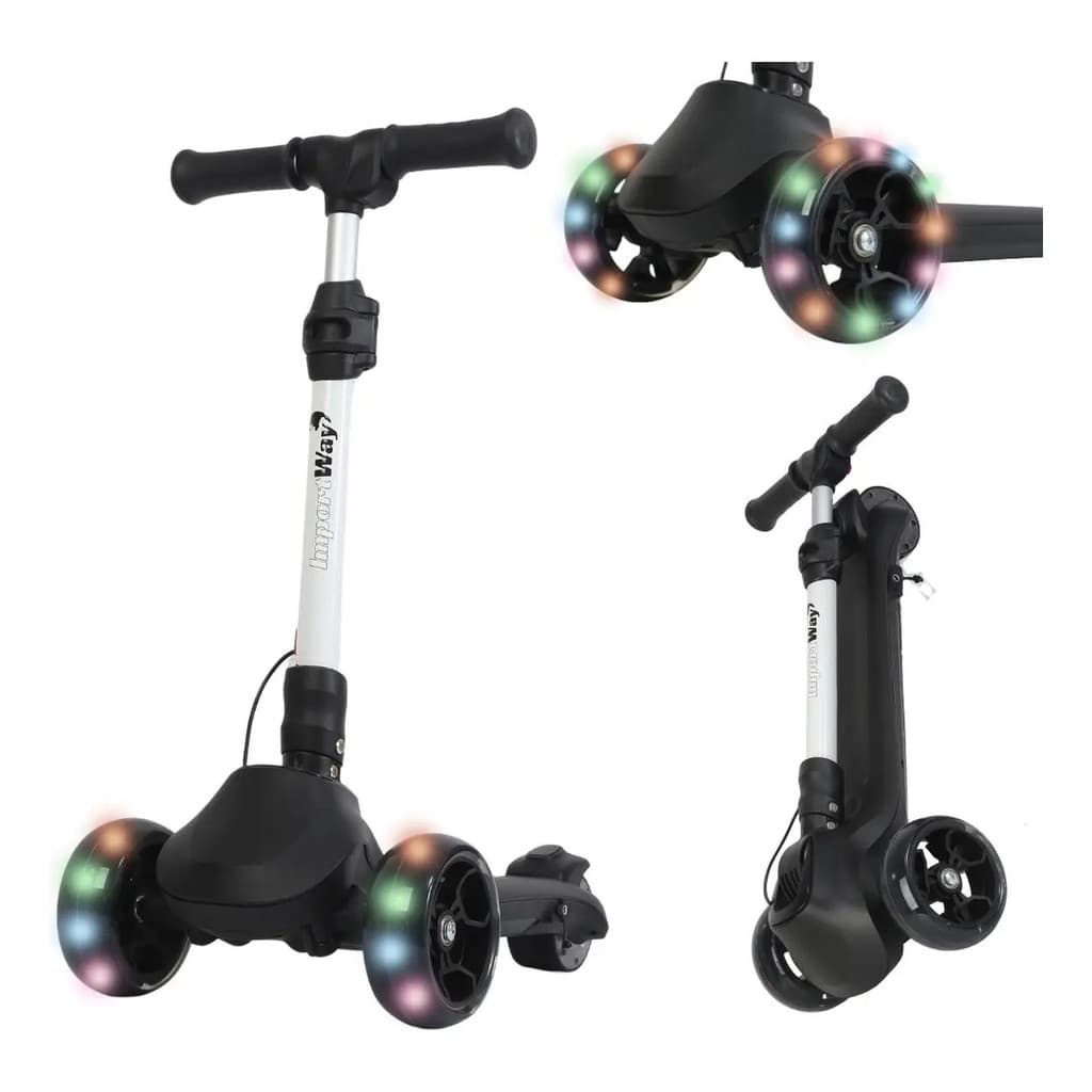 Patinete Elétrico Infantil Preto 3 Rodas 130W C/ Freio