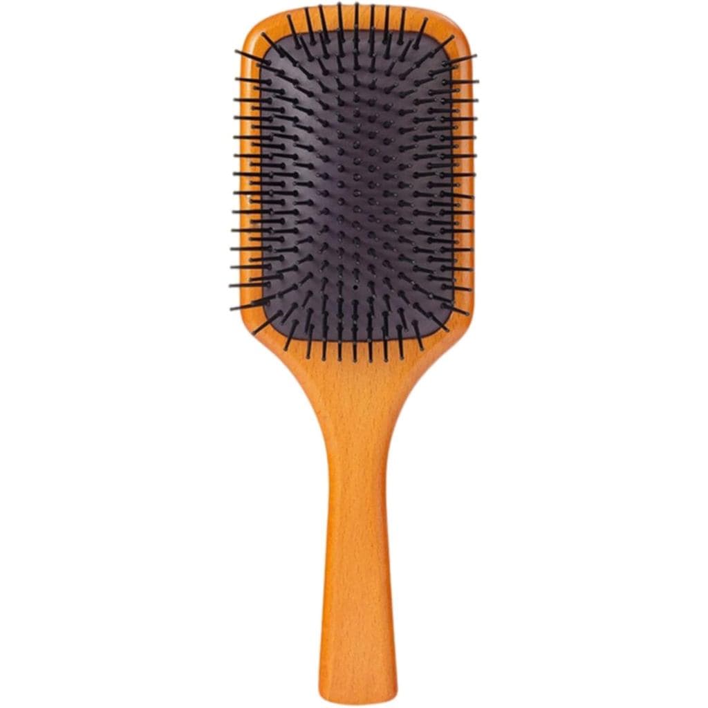 Escova massageadora com almofada de ar em madeira de faia, escova alisadora de cabelo, escova prática. Massageador portá