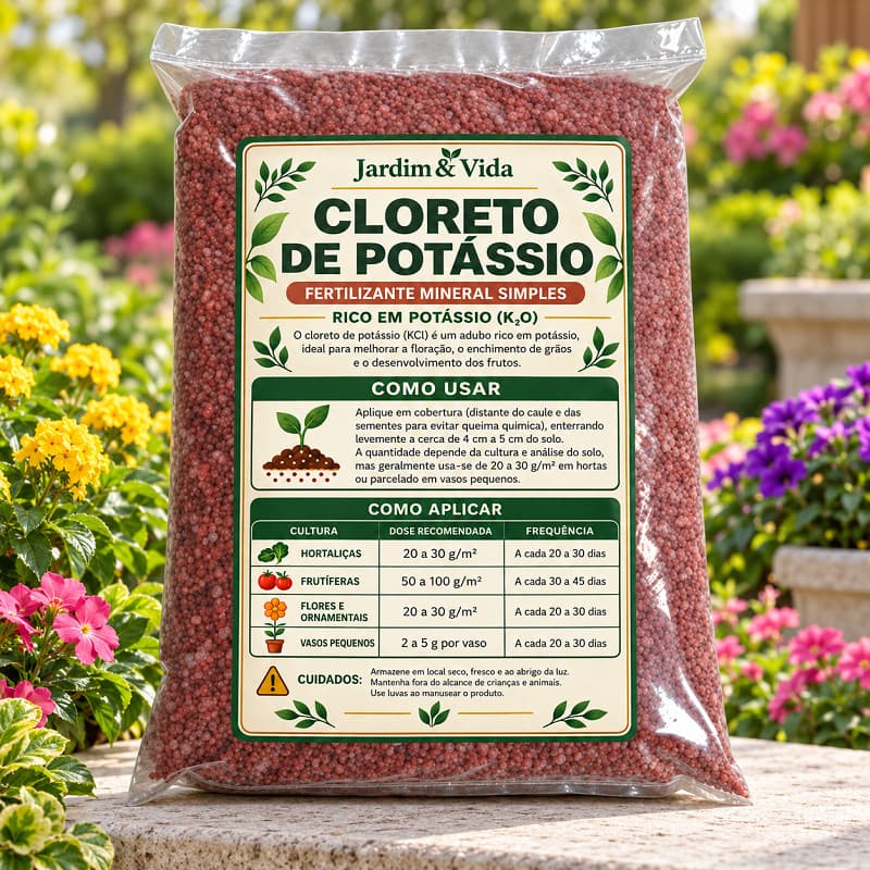 Cloreto de Potássio Fertilizante Mineral para Plantas e Jardins