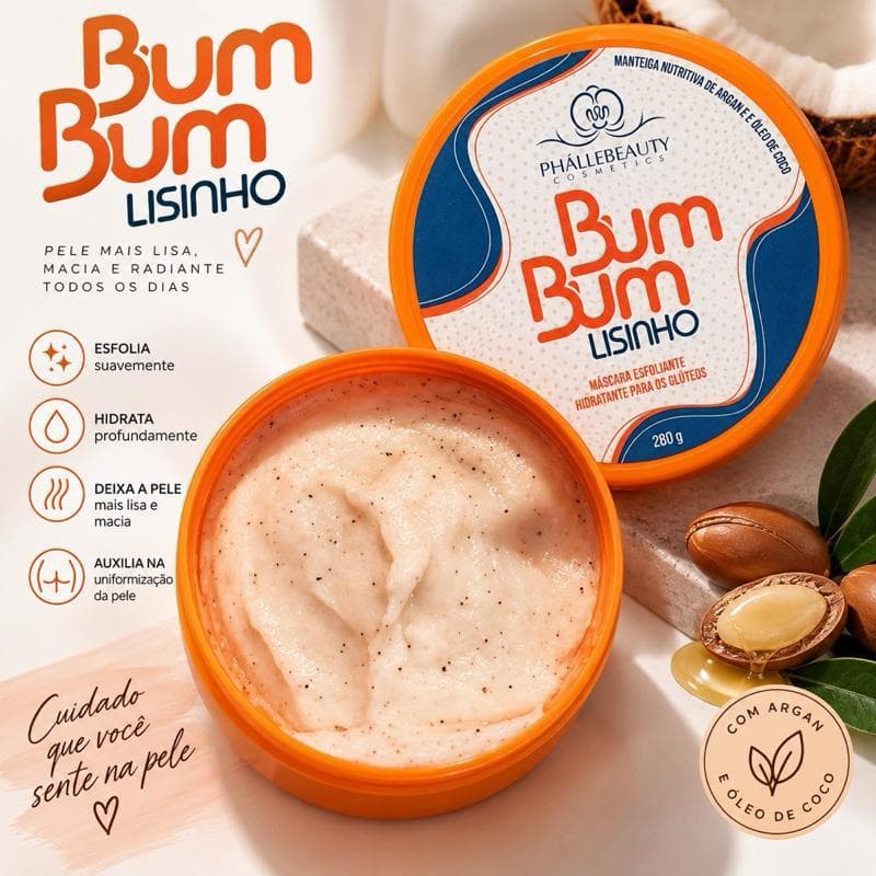 BumBum Lisinho PhálleBeauty 280g – Esfoliante e Hidratante Corporal