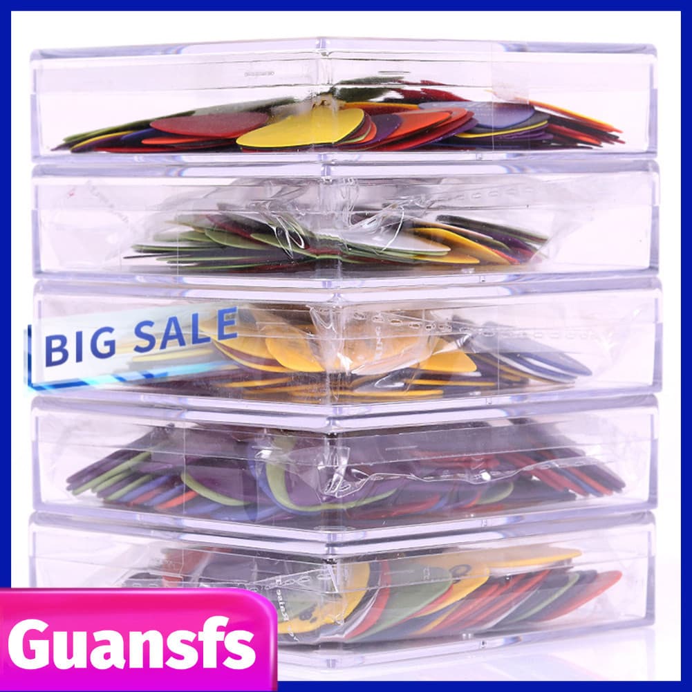 guansfs.br 100 peças palheta colorida para guitarra 6 espessura 0,58 mm 0,71 mm 0,81 mm 0,96 mm 1,2 mm 1,5 mm palheta