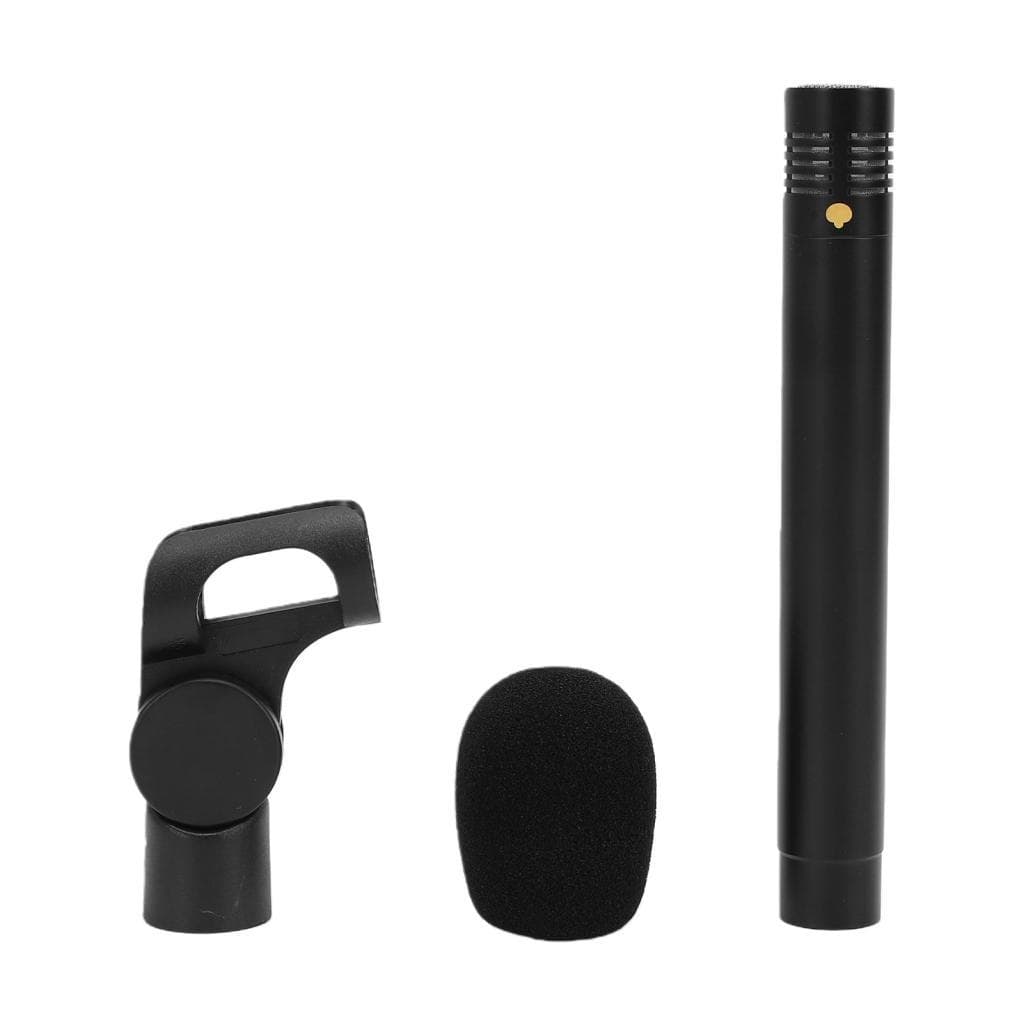 Microfone condensador cardióide Microfone lápis com filtro passa-alta de 150 Hz Corpo metálico Interface XLR Redução