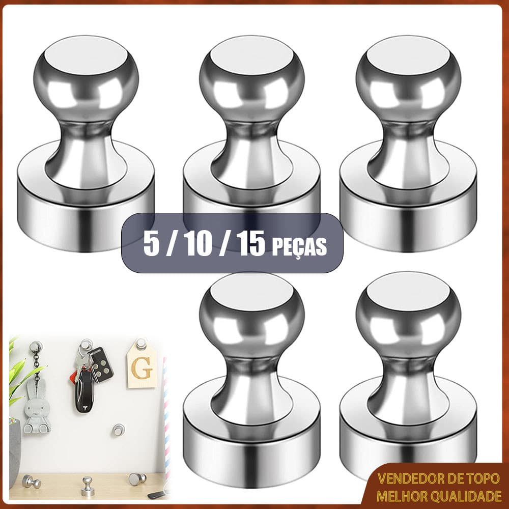 5/10/15pçs Super Forte Ímã De Neodímio Pinos Magnéticos Otário Percevejo Aço Push Pin Para Geladeira Quadro Branco-prata