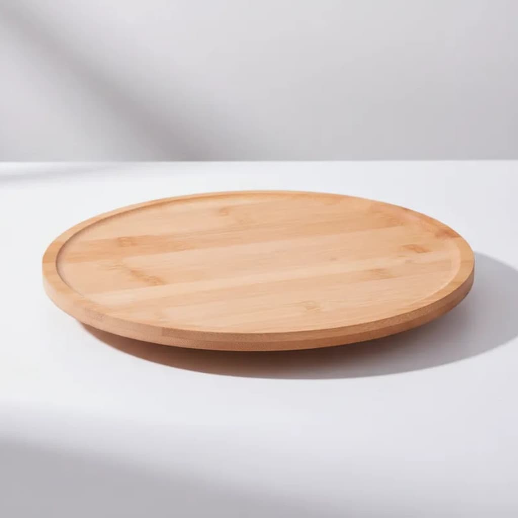 TÁBUA COM BASE GIRATÓRIA BAMBU 30CM QUEIJOS PETISCOS TEMPERO