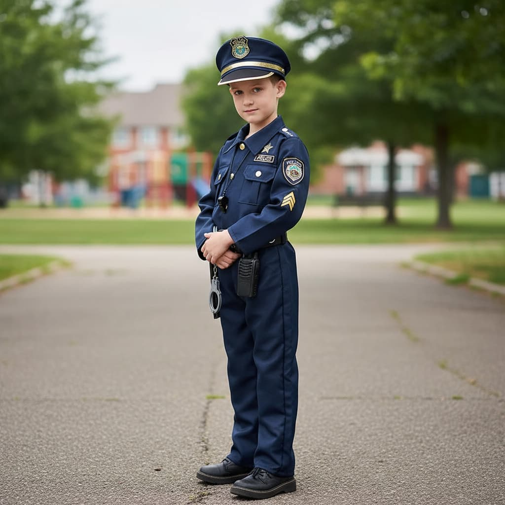 Fantasia Infantil Completa Menino Policial Luxo