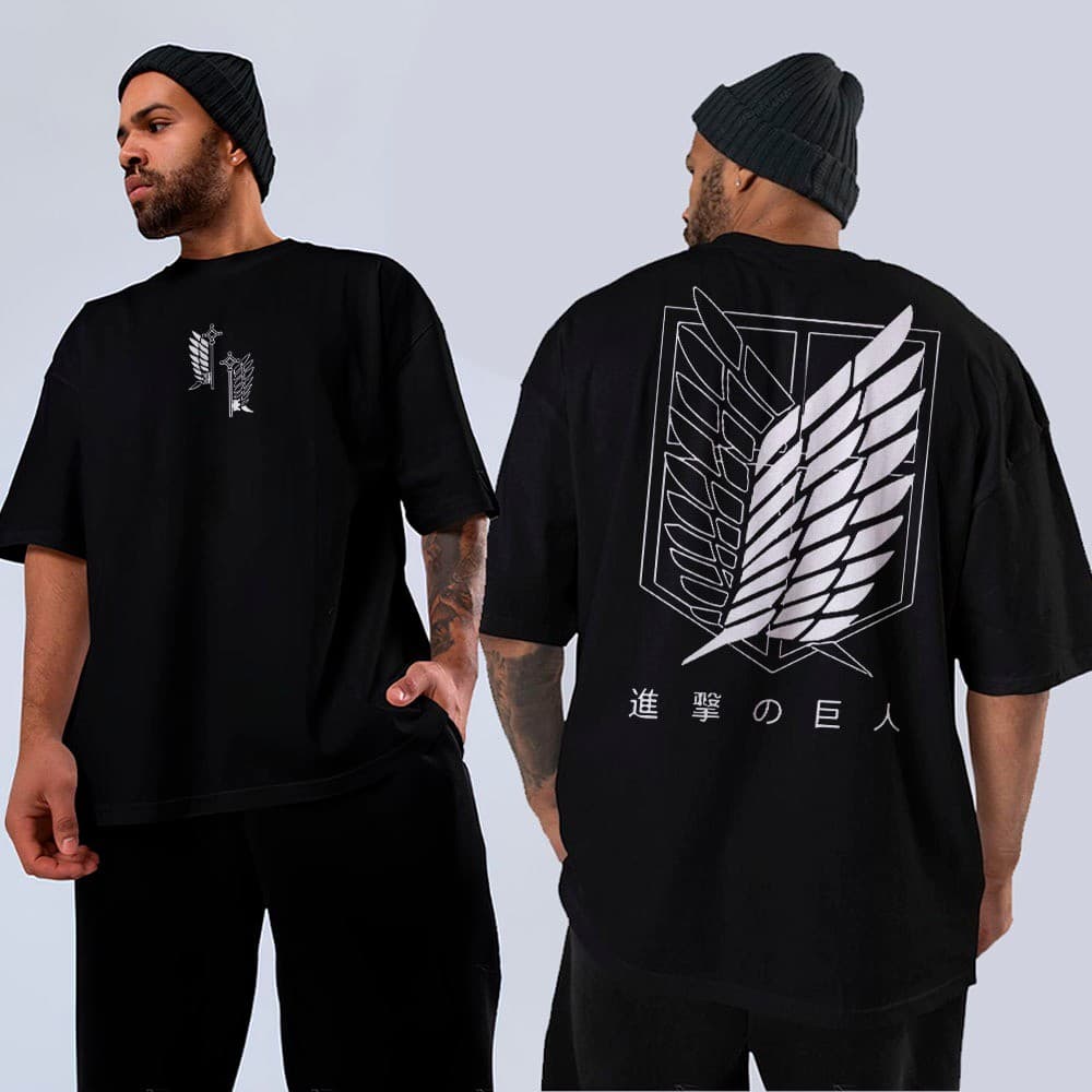 Camiseta e Oversized Básica Algodão Anime Attack On Titan Símbolo Minimalista Arte Logo Unissex