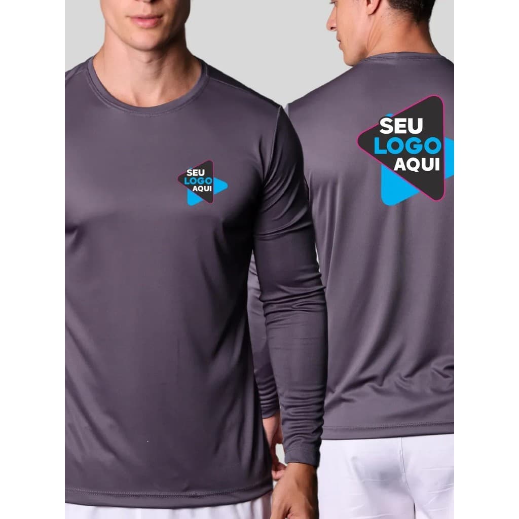 Camiseta Personalizada Dry Fit Manga Longa Treino Academia Evento Empresa Uniforme Sua Arte Seu logo 2