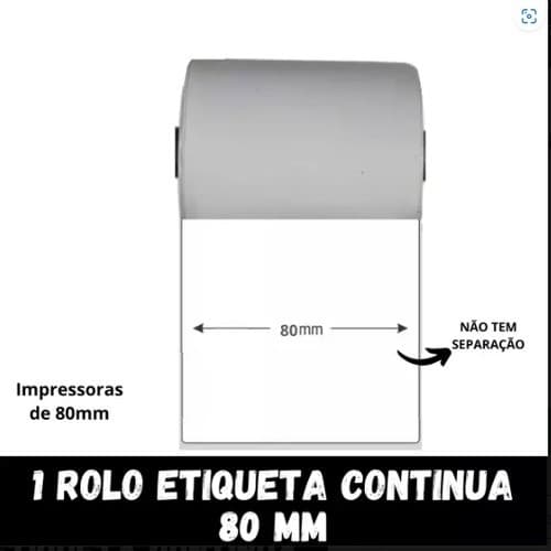 1 Rolo De Etiquetas Contínua Adesivas P/ Impresoras De 80mm