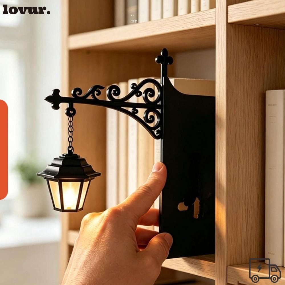 Iluminação Decorativa De Estante LOVUR , Mini Lanterna Preta De Biblioteca , Lâmpada LED Quente , Decoração
