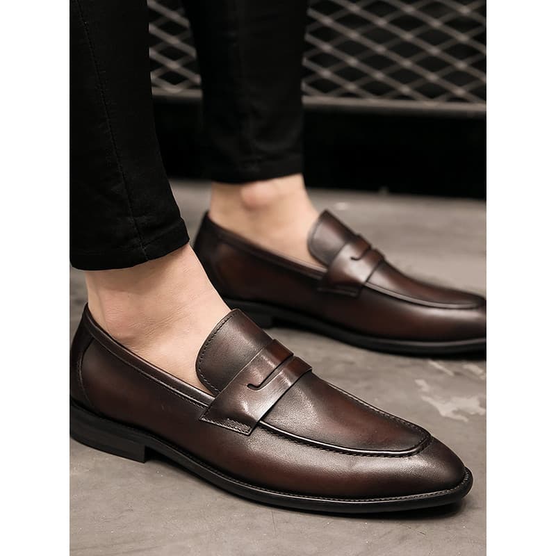 Dedo do pé apontado sapatos de couro casuais masculino versão coreana estilo britânico negócios all-match sapatos mascul