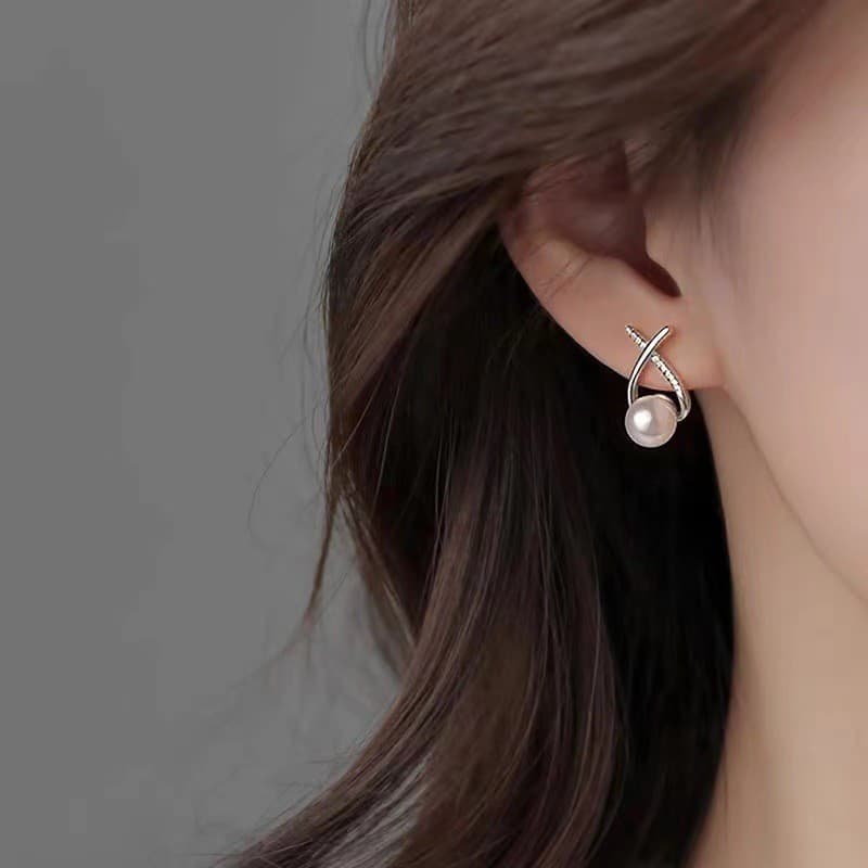S925 prata esterlina pérola brincos simples moda jóias senhoras presente