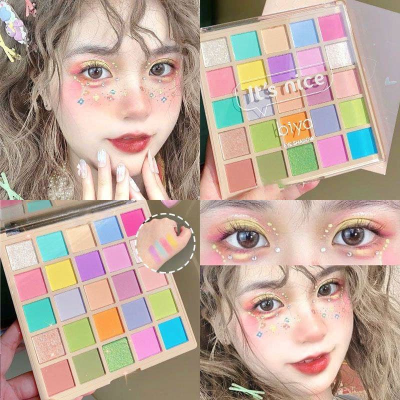 Pequena batata doce maquiagem Macaron 25 cores paleta de sombras cor palco maquiagem Glitter pérola lantejoulas corte ma