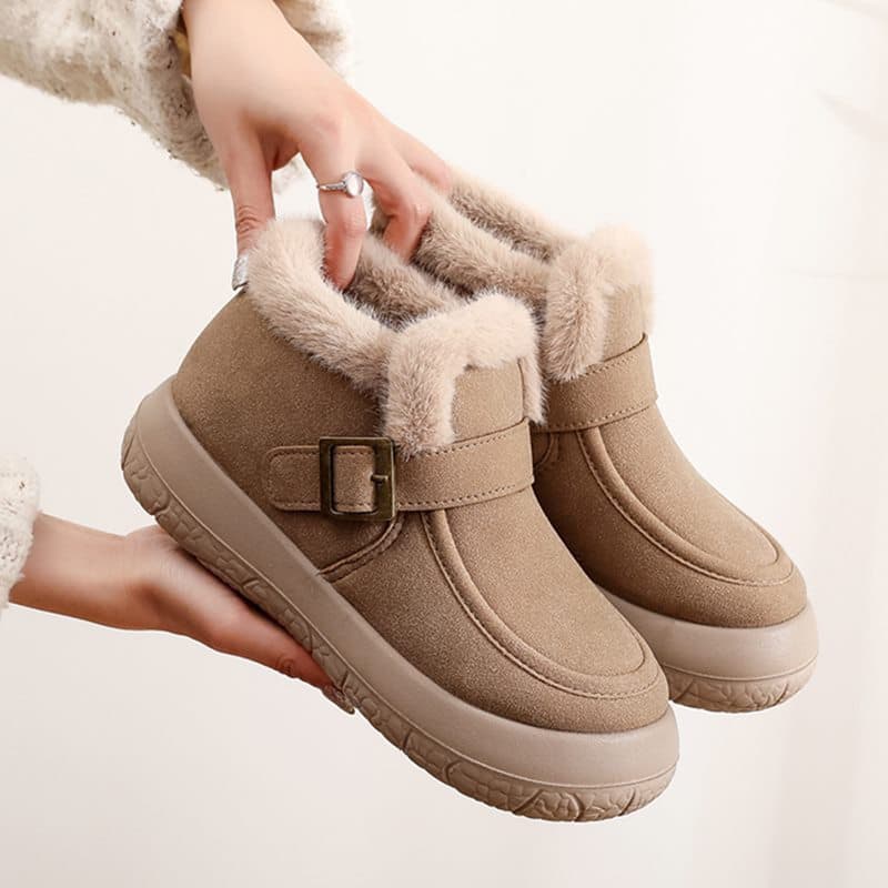 Botas de inverno, botas curtas de algodão estilo antigo de Pequim, botas de tecido peludo, elegantes, 25 antiderrapantes
