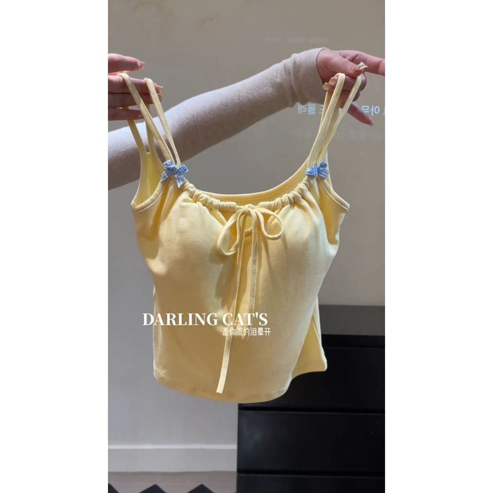 Pintinho leite amarelo rendas arco colete feminino verão exterior Wear fino-ajuste mais magro olhar menina doce bm Balle