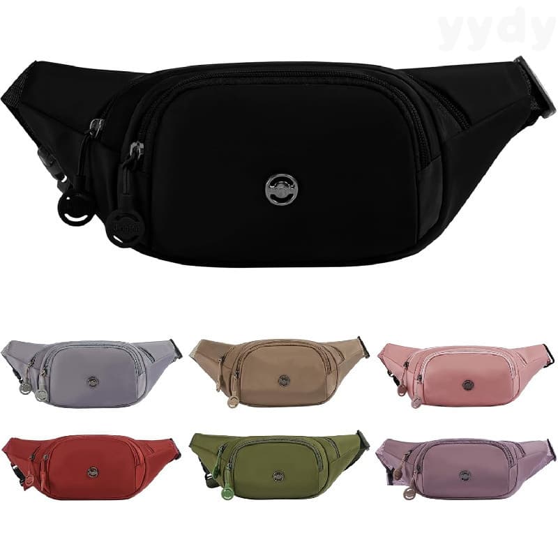 Bolsa de Cintura Impermeável para Mulheres com Cinto Ajustável, 3 Bolsos com Zíper, Bolsa de Cintura Leve e de Grande Ca