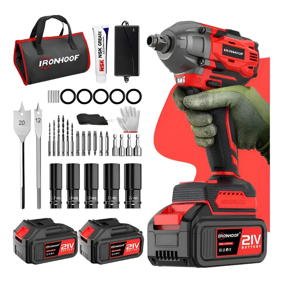 Chave De Impacto Brushless Sem Fio 520NM 21v 2 Bateria