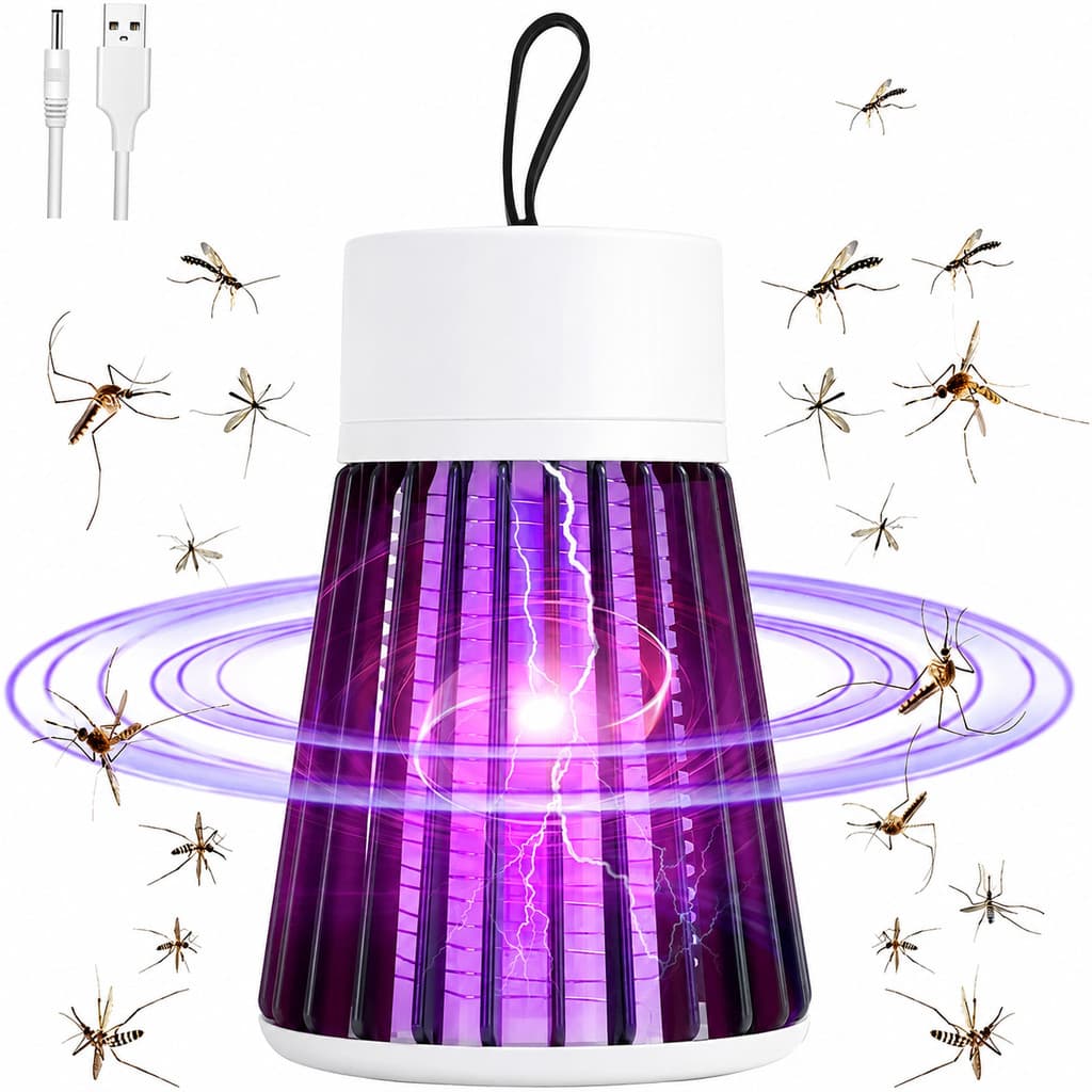 Luminária LED UV Recarregável Armadilha de Luz para Insetos Portátil USB Uso Interno
