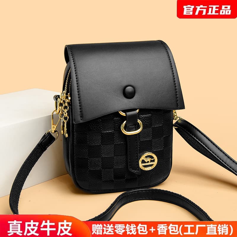 Bolsa feminina de couro genuíno 2025 novo estilo elegante All-Match bolsa mensageiro de um ombro Design de nicho de alta