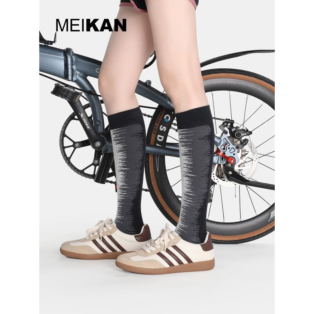 MEIKAN Meias de micropressão Homens Mulheres Meias de cano médio Tubo alto Correndo Estilo esportivo Meias antiderrapant