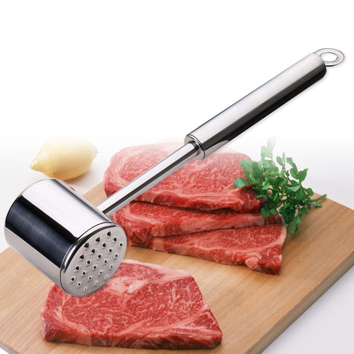 Martelo de bife de aço inoxidável 304, martelo pesado de dupla face para bater carne sólida, martelo solto, costeleta de