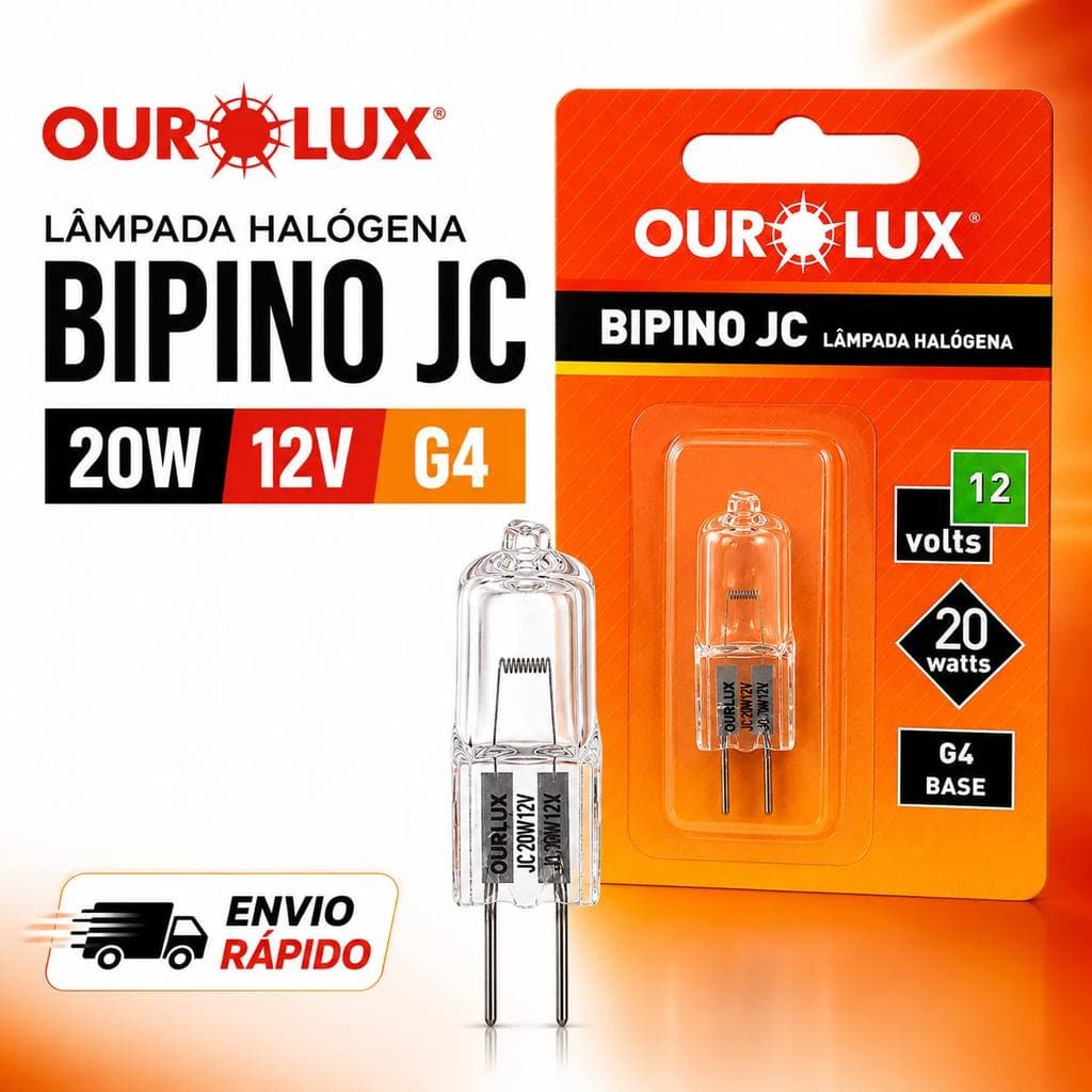 Lâmpada Bipino JC Halógena  20W G4 Branco Ourolux