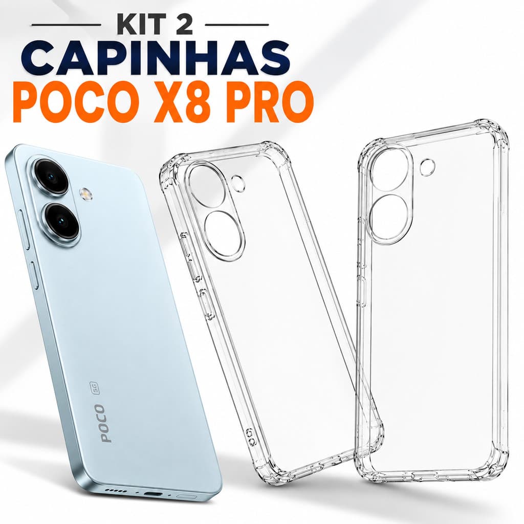 Kit 2 Capas POCO X8 Pro Transparente Anti Impacto Silicone TPU Premium Reforçada Proteção Xiaomi