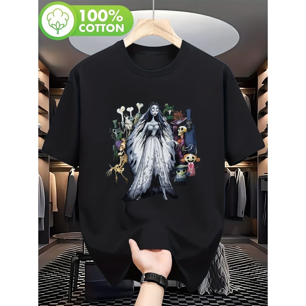 Camiseta Masculina Noiva Cadáver Terra Mortos Básica Oversized 100% Algodão