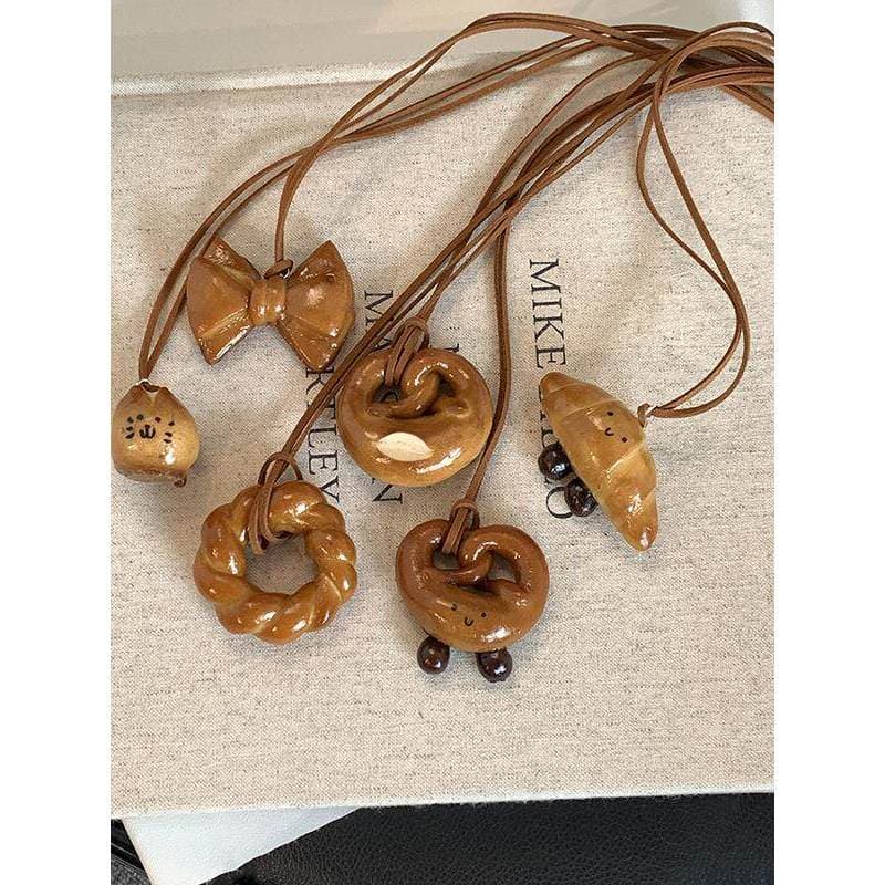 colar aço inoxidável colar FANTAI alcalino água pão Bagel colar feminino nicho Design sentir único moda bonito outono