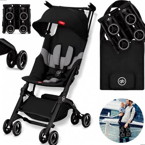 Kit Carrinho Bebê Infantil Passeio GB Pockit+ All-Terrain Com Bolsa de Transporte Travel Bag Preto