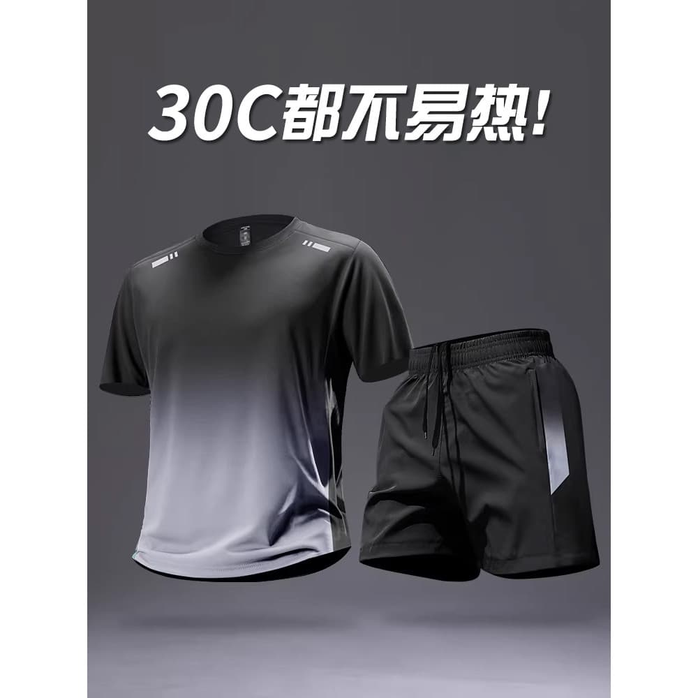 Terno esportivo masculino correndo roupas de secagem rápida camiseta de manga curta verão gelo seda Badminton treinament