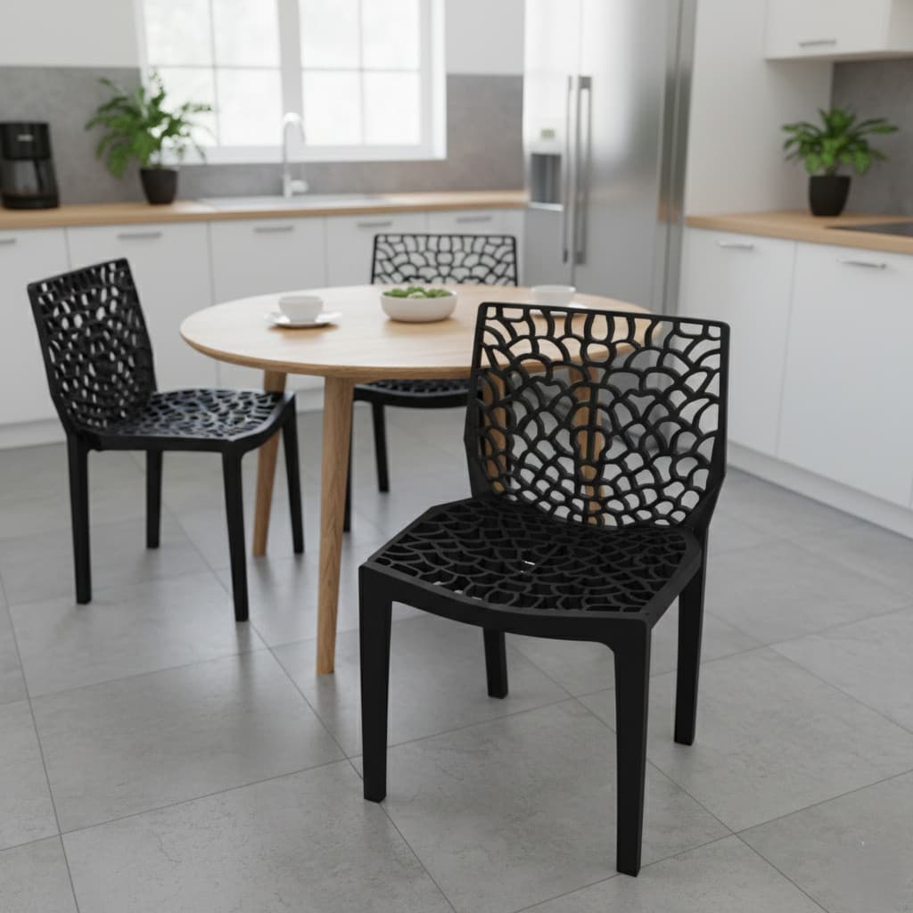 3 Cadeiras Gruvyer Empilháveis em Polipropileno - Design Moderno para Cozinha