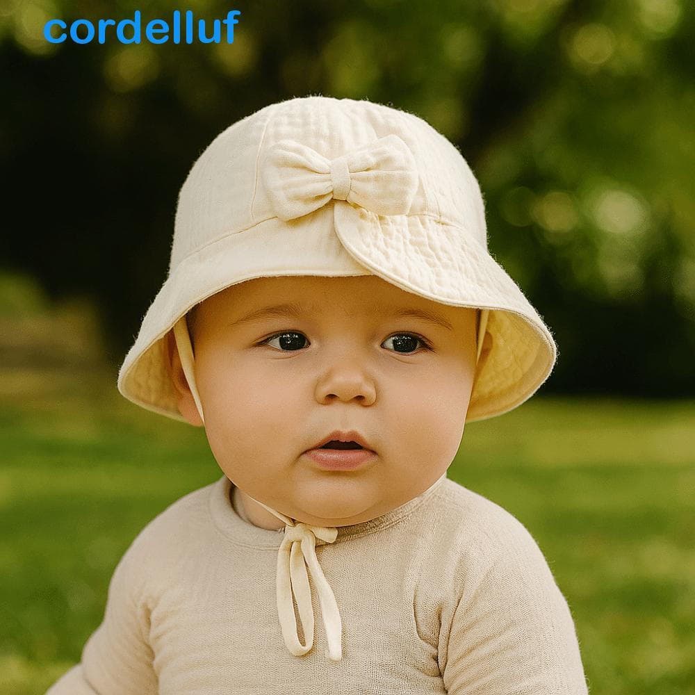 Chapéu Balde CORDELLUF Toddle , De Sol De Algodão Para Bebê Com Coração De Amor , Protetor Solar Aba Larga E Laço Pescad