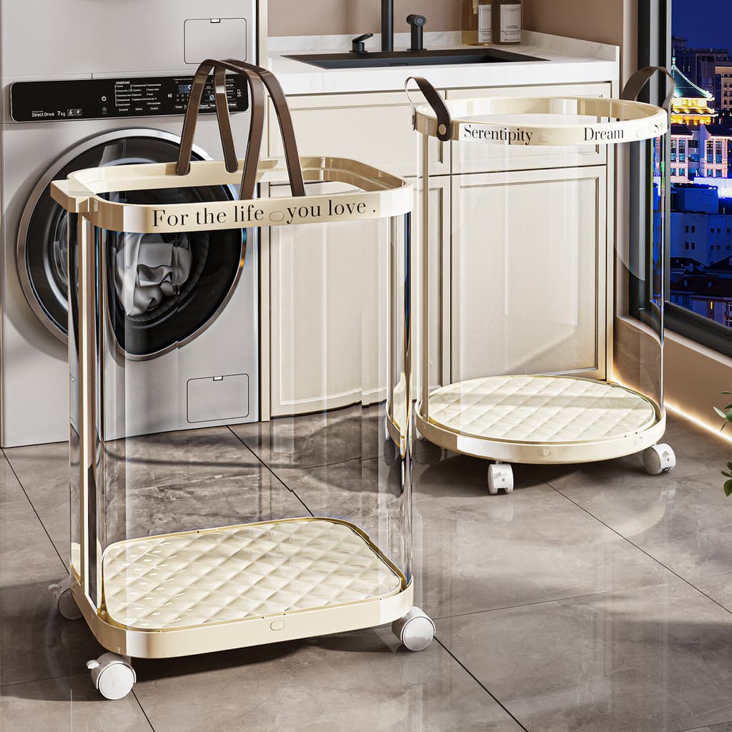 Cesto de roupas sujas transparente transparente doméstico Cesto de armazenamento de roupas sujas de alto valor Vaso sani