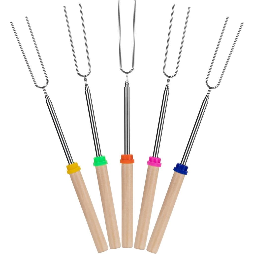 UNCO- Espetos para Assar Marshmallow, 32”, Pacote com 5, Marrom Escuro |   Espetos de Aço Inoxidável Extensíveis com Cab
