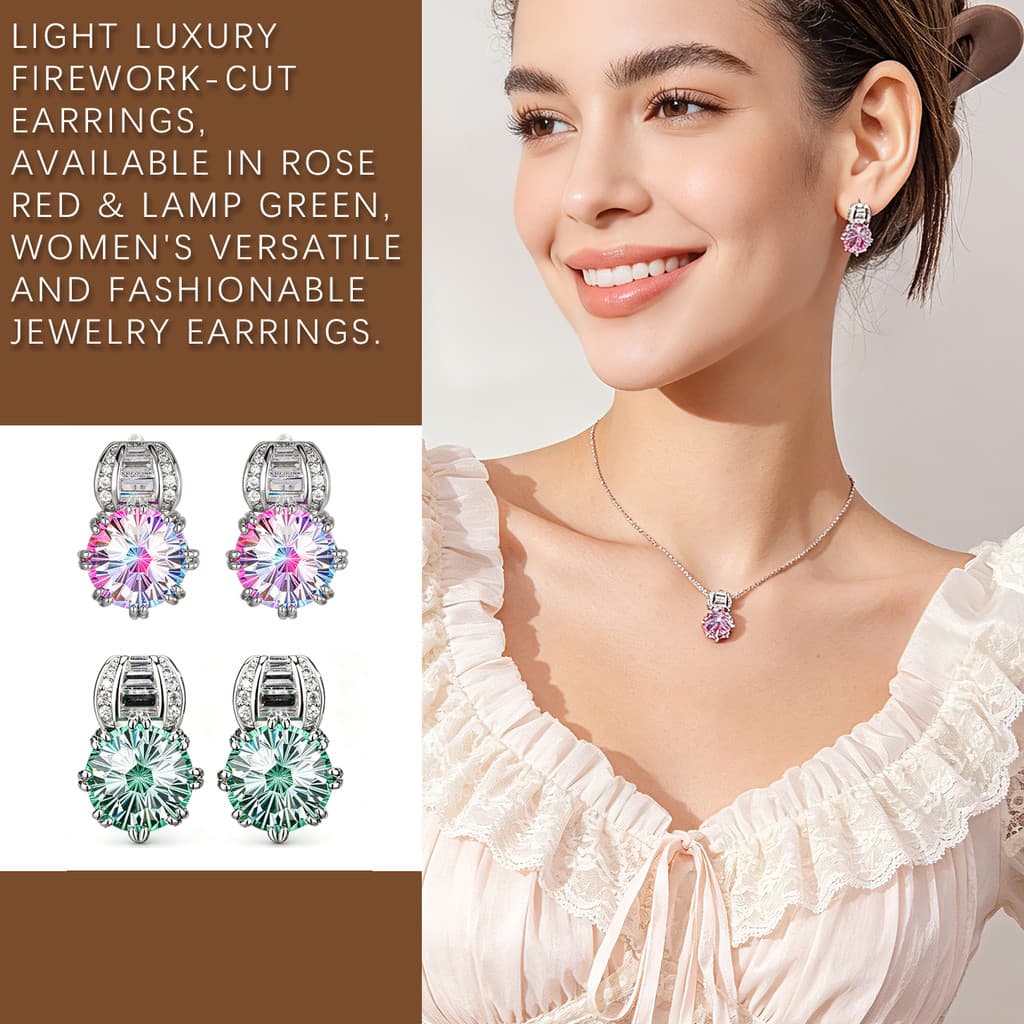 Brincos de zircônia corte brilhante luxo leve para mulheres, duas cores vermelho e verde disponíveis joias versáteis